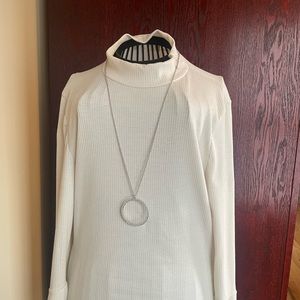 Open Circle Pave Faux Diamond Pendant Necklace